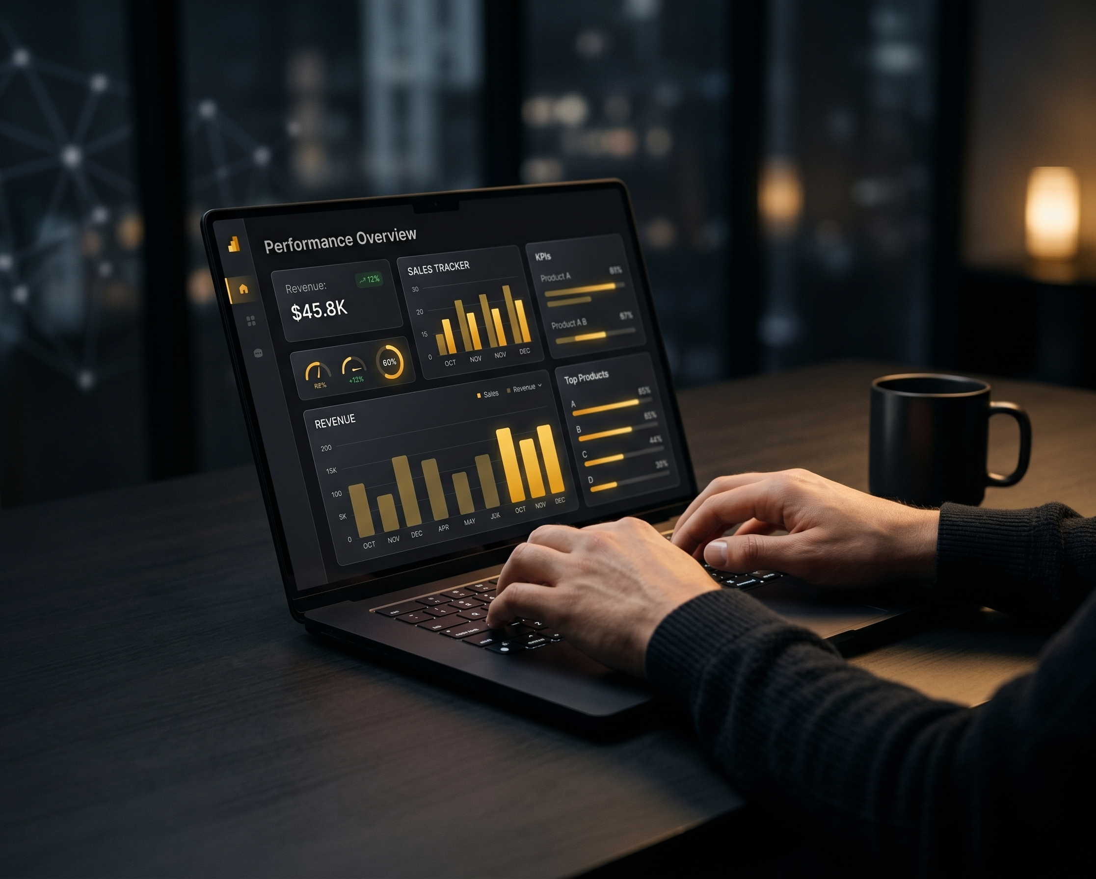 Dashboard en laptop profesional